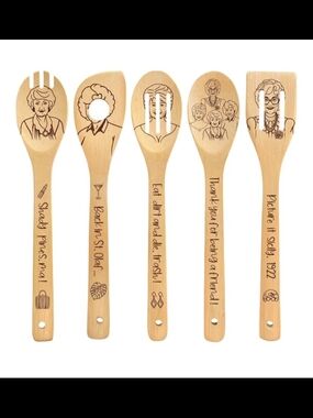 5 Pc Golden Girls Wooden Spoon Set
